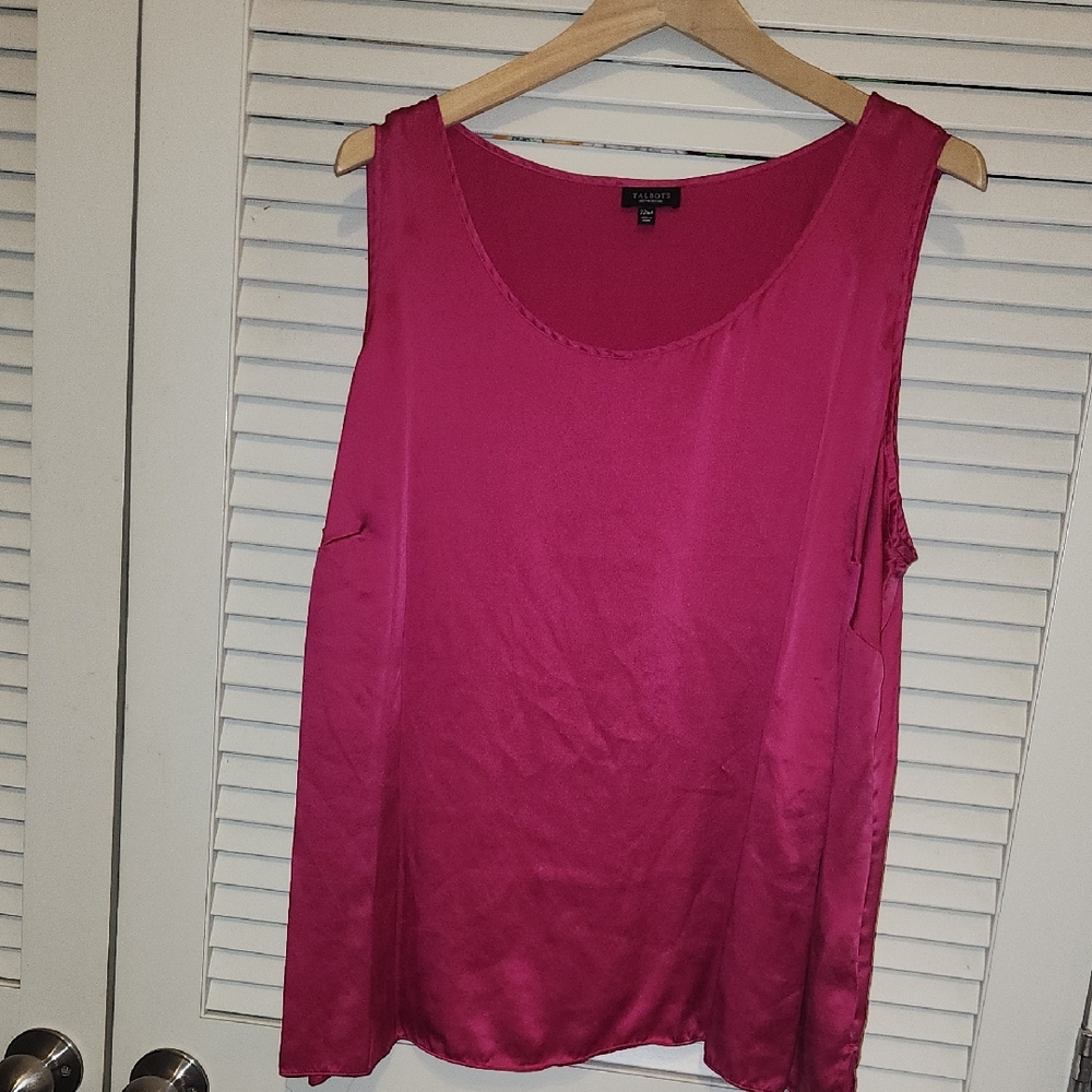 Talbots Pink Relaxed Tank Top 100% Silk